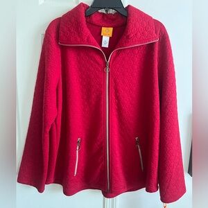 Ruby Rd Women's Red Zip-Front Quilted Jacket XL
